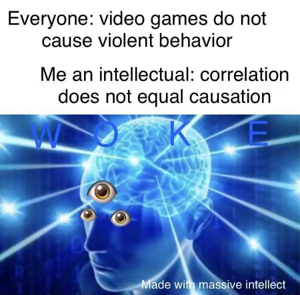 Galaxy brain meme notes correlation causation logic