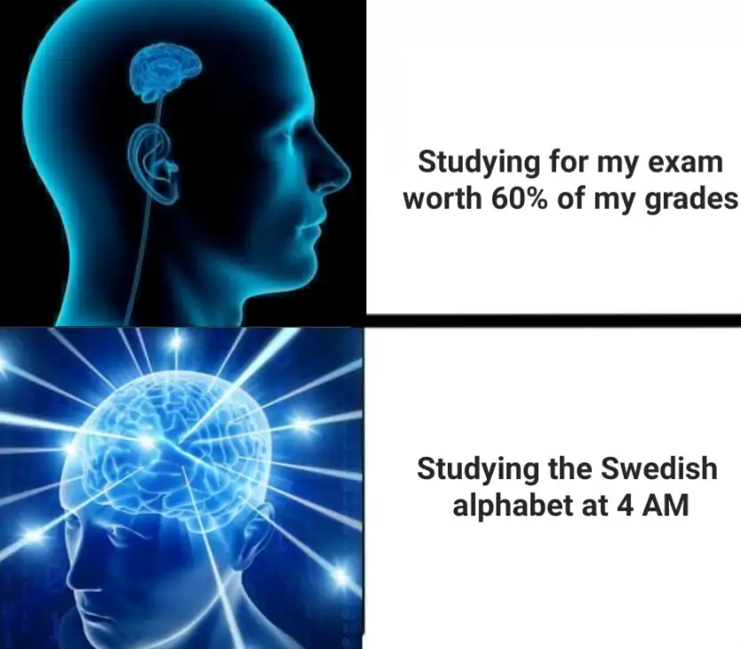 Galaxy brain meme studying swedish at 4am