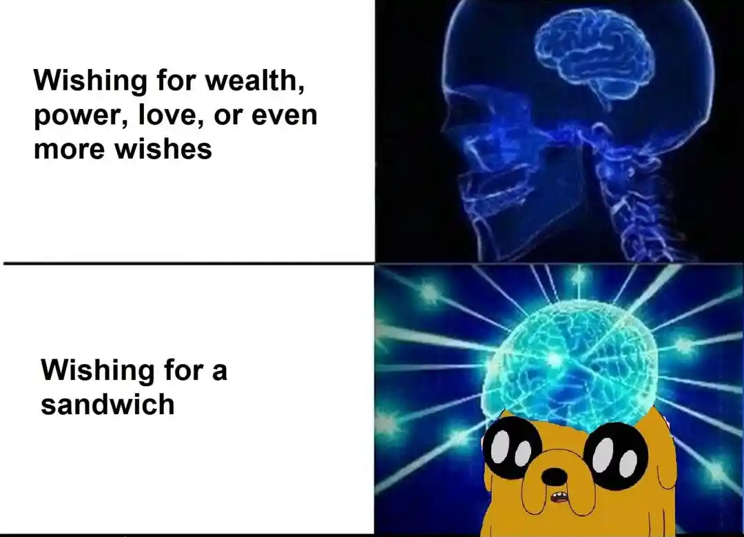 Galaxy brain meme wishing for a sandwich