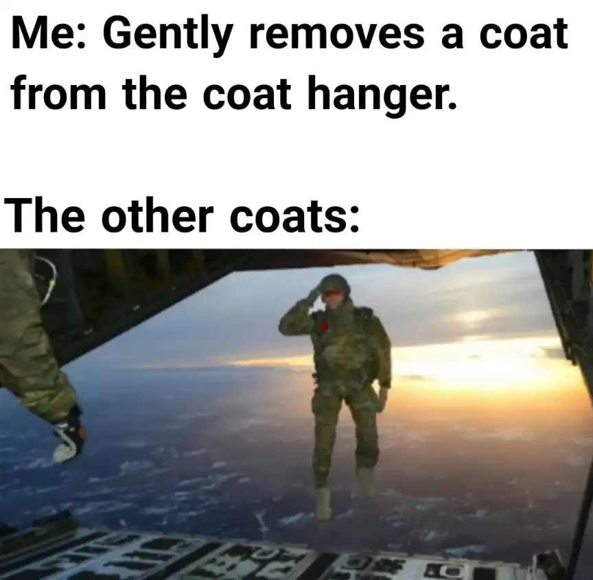 Coat hanger meme other coats salute jump