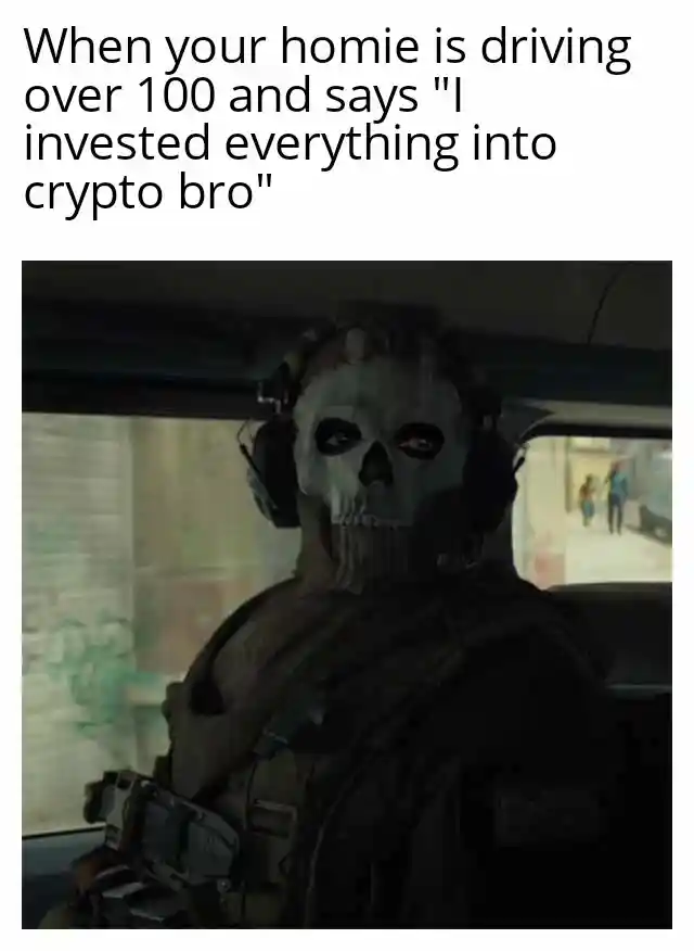 Ghost staring meme shocked at crypto bro