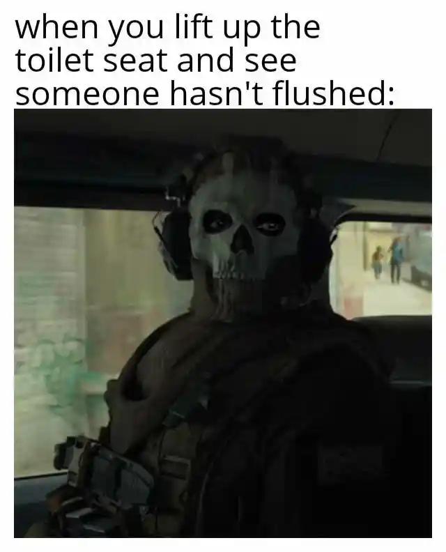Ghost staring meme see unflushed toilet