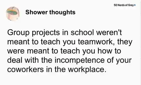 Group projects meme joke about bad peers
