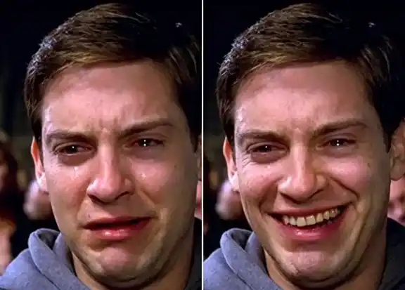 Happy crying peter parker meme