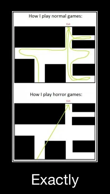 Horror game meme rush straight to exit
