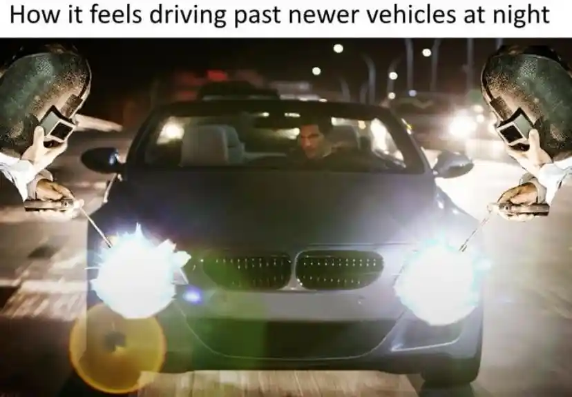 Welding car headlights meme night drive