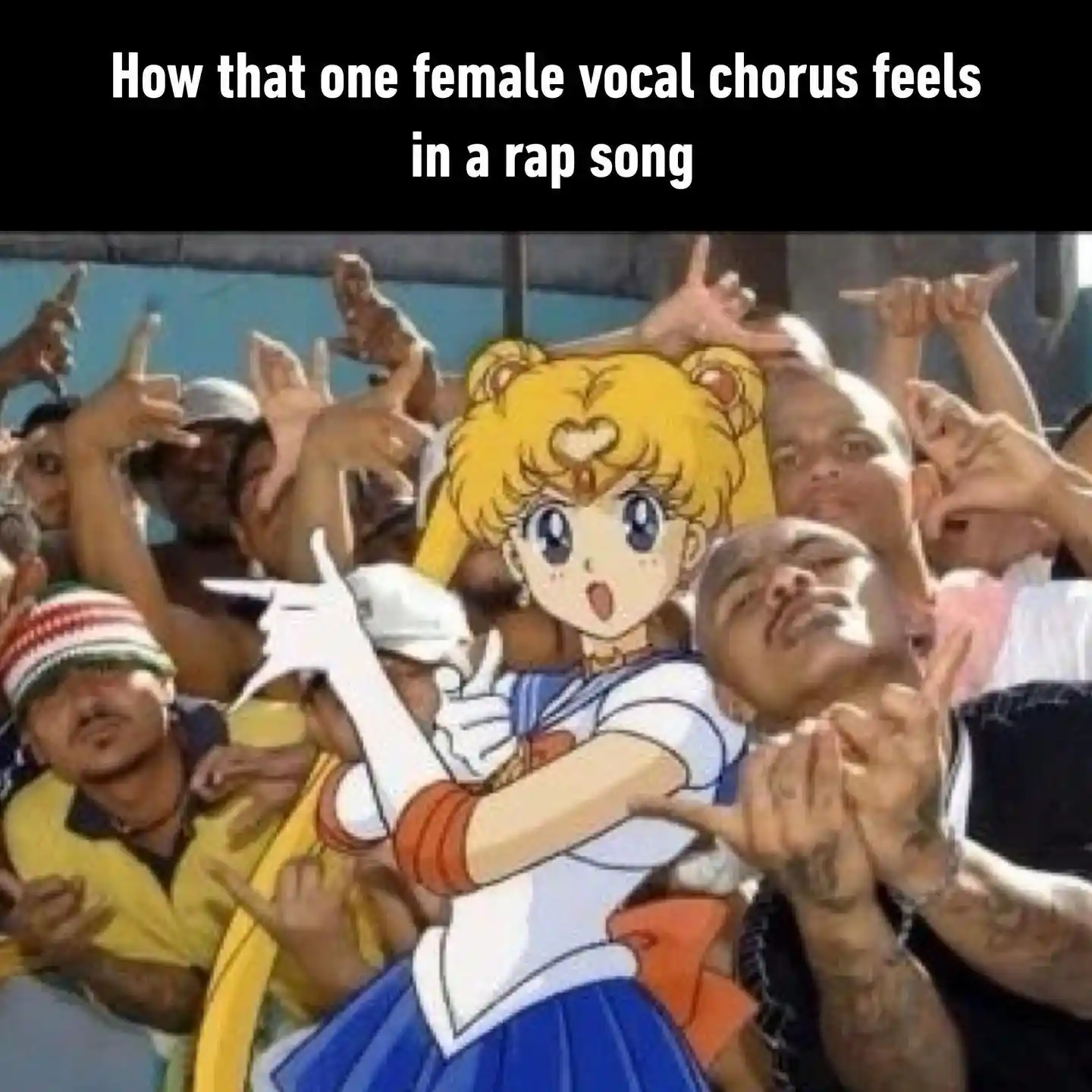 Sailor moon rap meme stands out in crowd