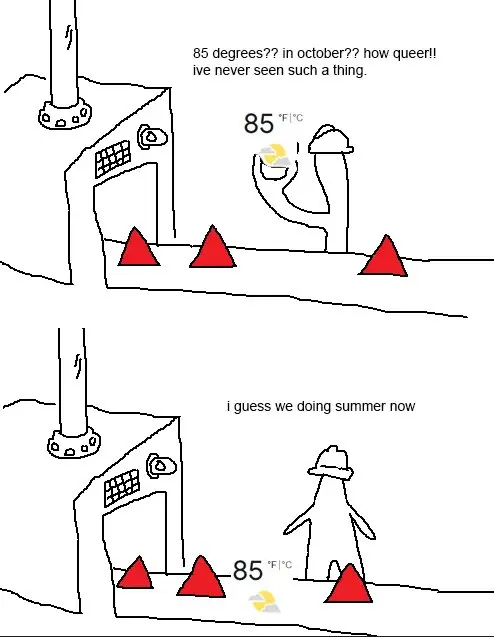 October 85f meme joking about summer now