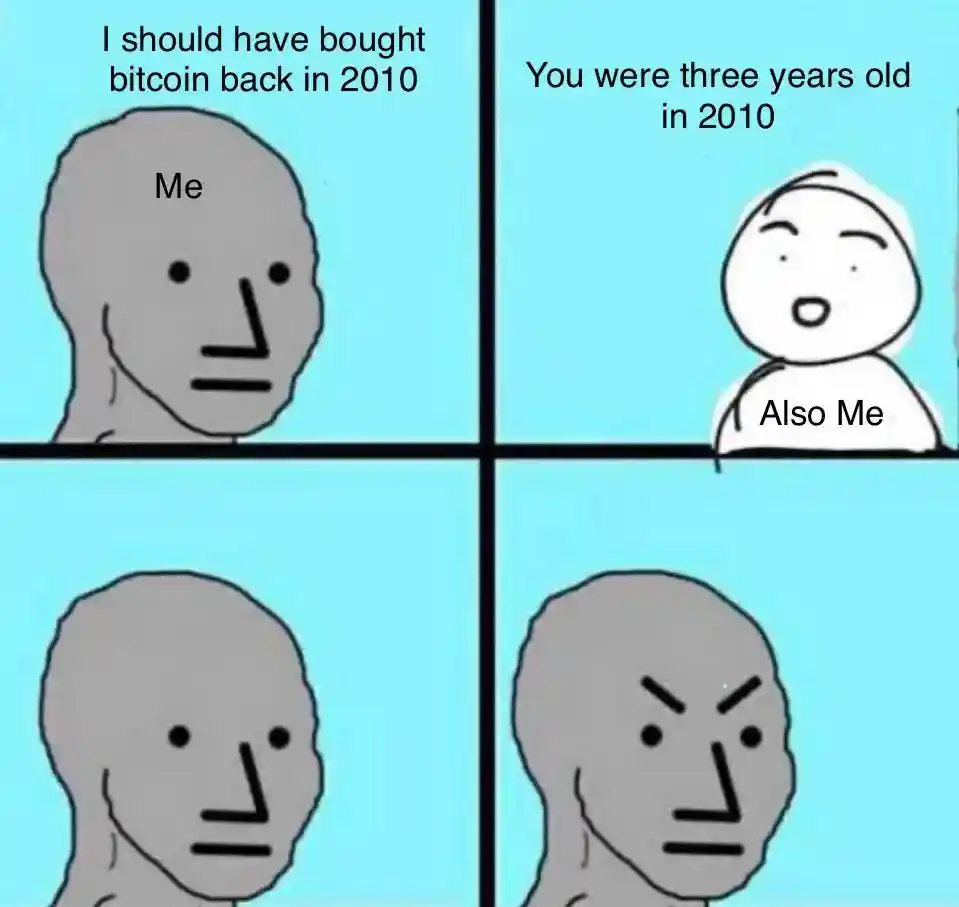Bitcoin regret meme mad at own past self