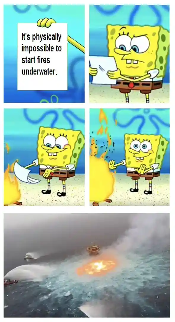Spongebob underwater fire meme proves wrong claim