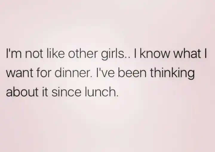 I'm not like other girls meme thinking about dinner since lunch