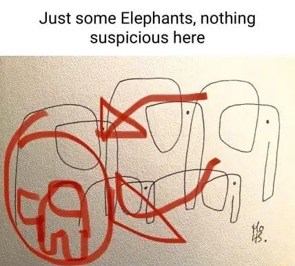 Elephants 69 meme nothing suspicious