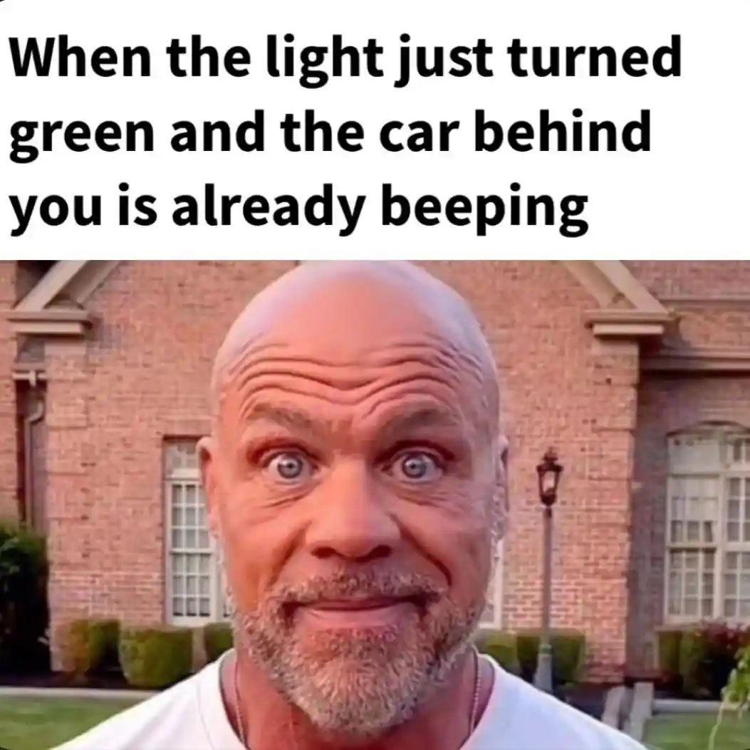 Kurt angle stare meme mad at car beeping