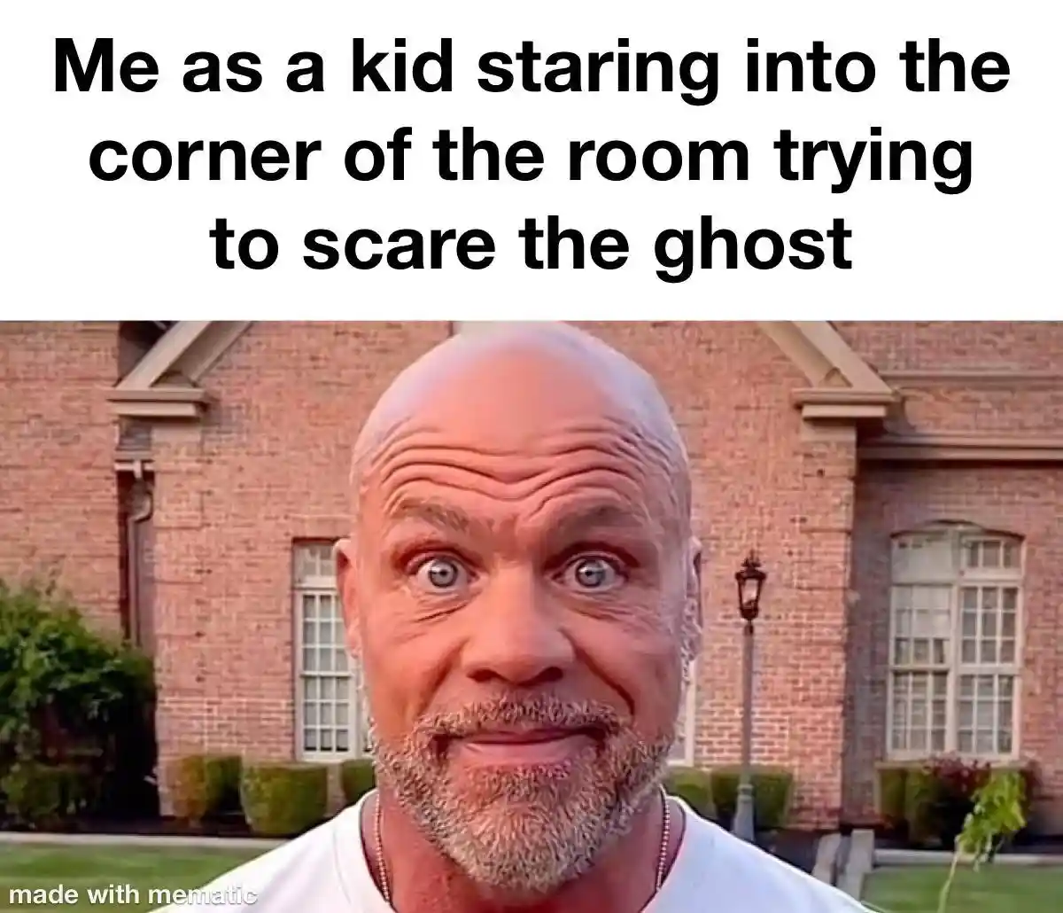 Kurt angle stare meme scare ghost as kid