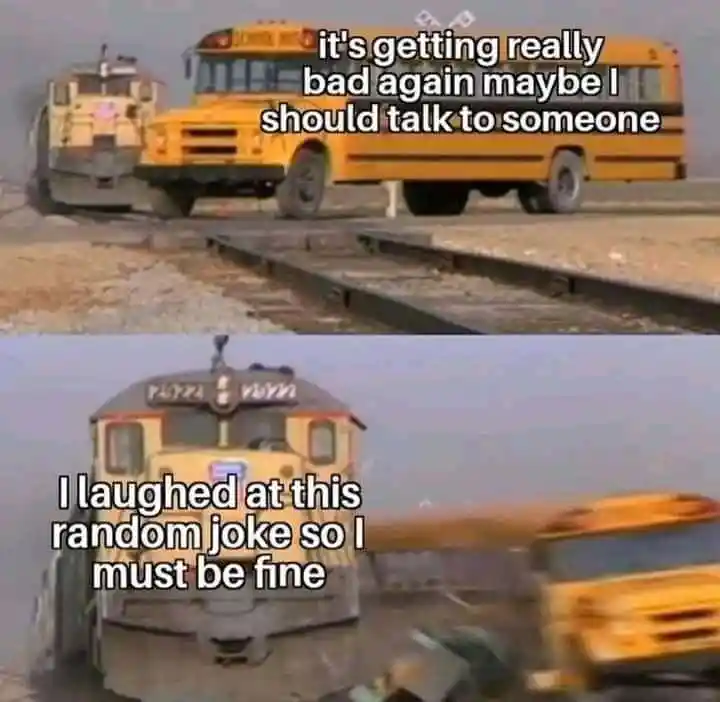 School bus meme ignoring mental pain