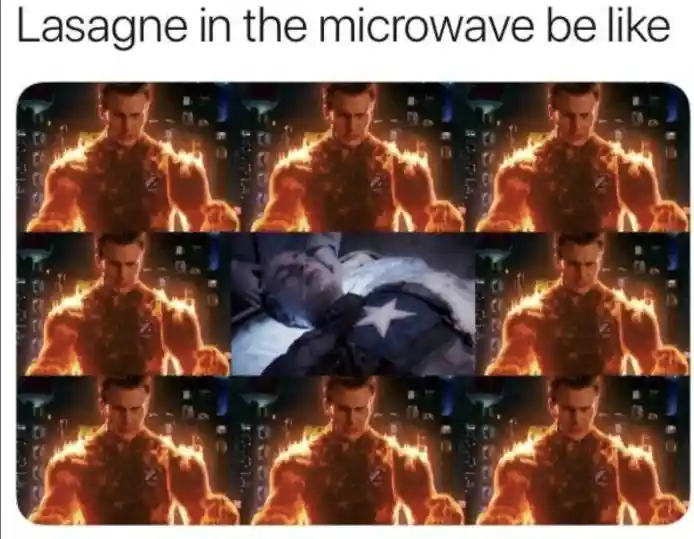 Microwave lasagne meme heating unevenly