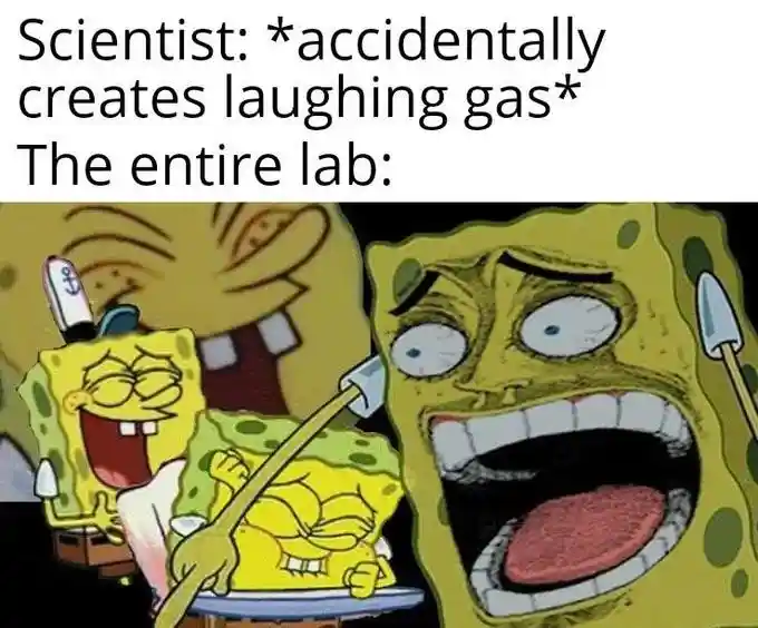 Laughing spongebob meme lab on laughing gas