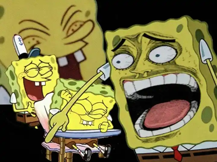 Laughing spongebob meme template