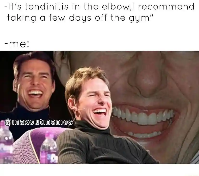 Laughing tom cruise meme skips gym rest