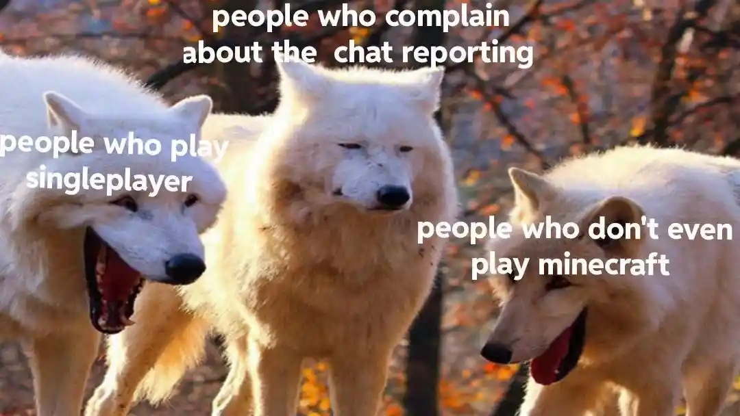 Laughing wolves meme mock minecraft chat drama