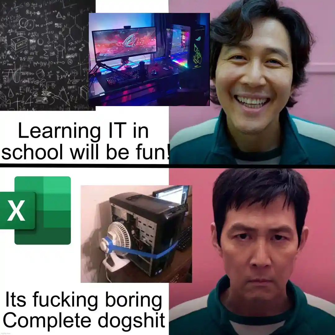 Depressed wojak meme hates boring it class