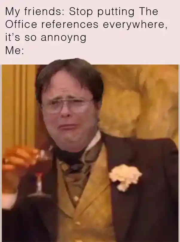Leo laughing meme sad about office jokes