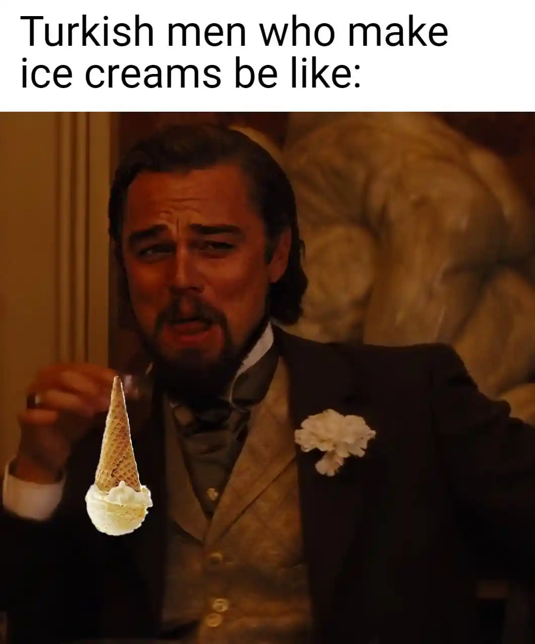 Leo laughing meme turkish ice cream joke