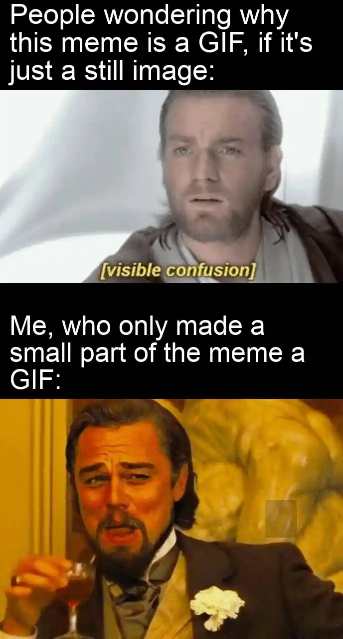 Leo laughing meme mocking people confused by partial gif