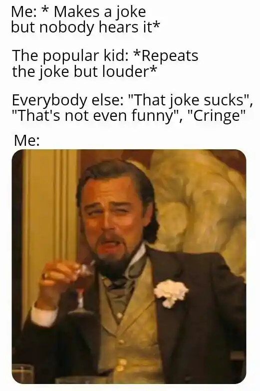 Leo laughing meme at stolen joke roast