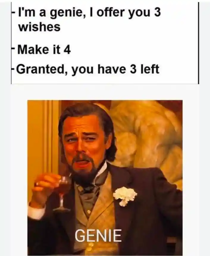 Leo laughing meme trolling wish requester