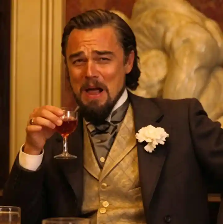 Leo laughing meme template