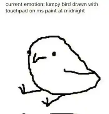 Lumpy ms paint bird meme at midnight