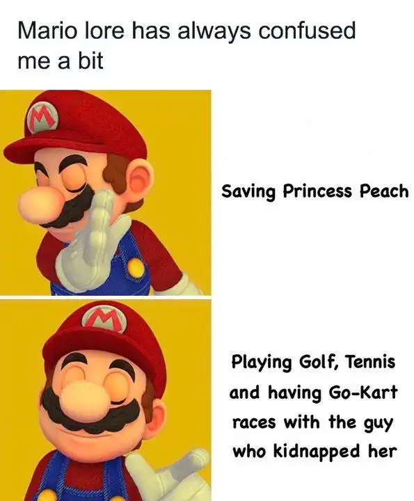 Mario lore meme confused by plot holes
