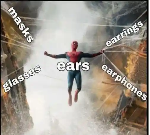 Spider man meme holding all ear gear