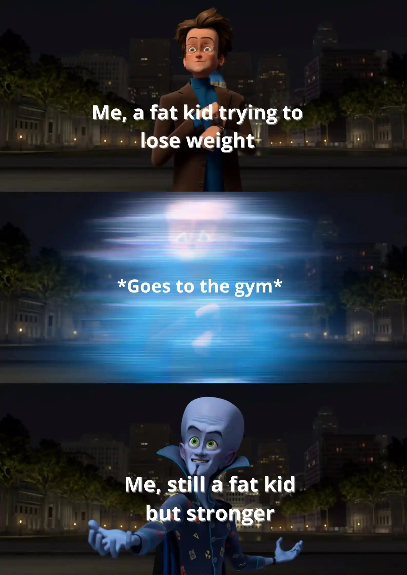 Fat kid gym weight loss meme still stronger