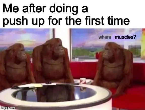 First push up meme wondering no muscles