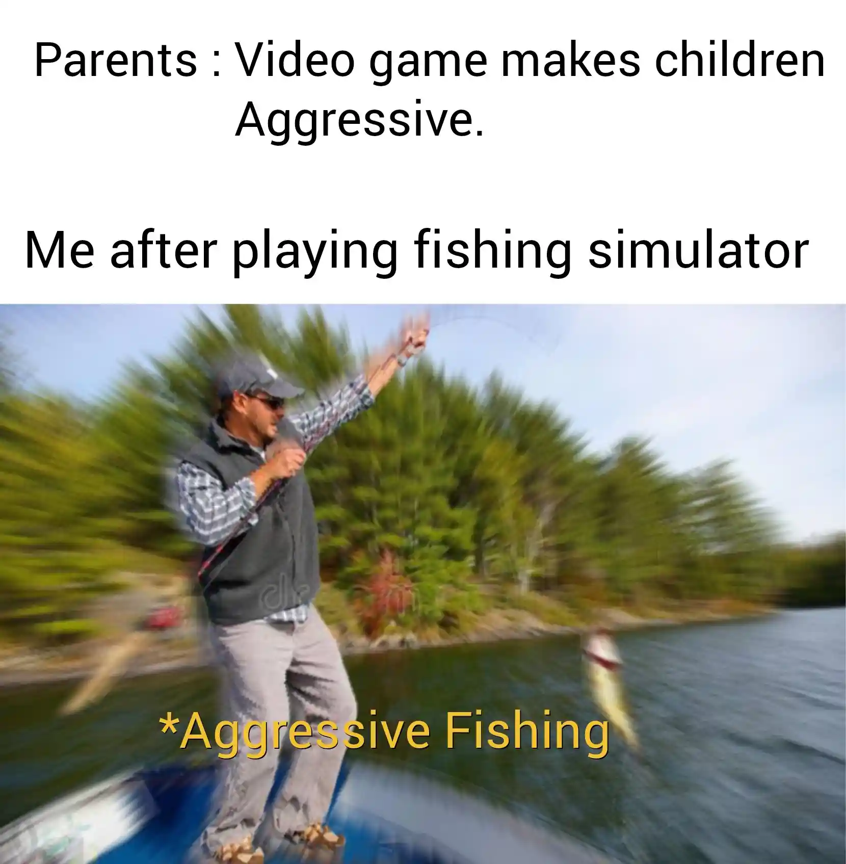 Fishing sim meme does aggressive fishing