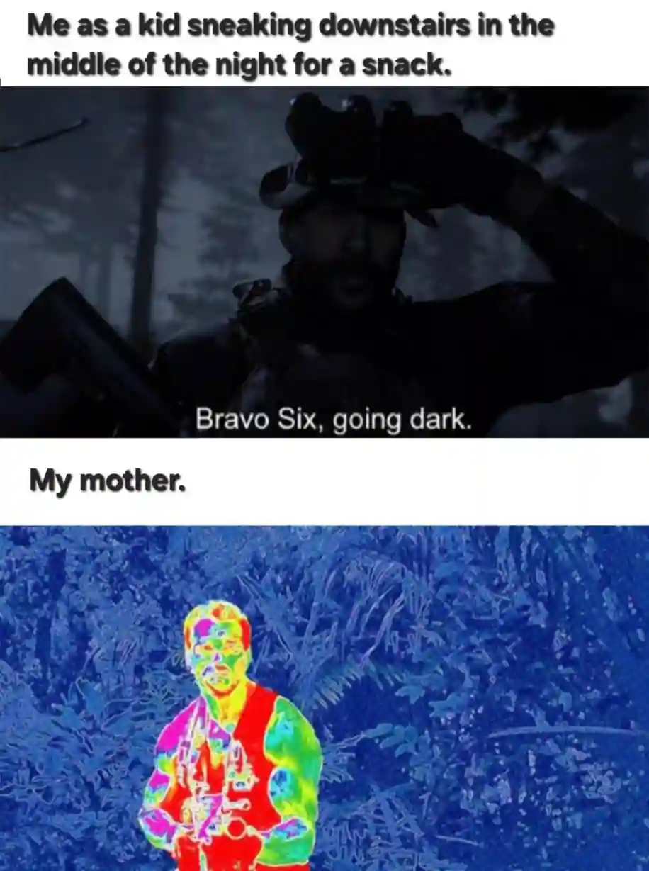 Midnight snack kid meme caught by mom