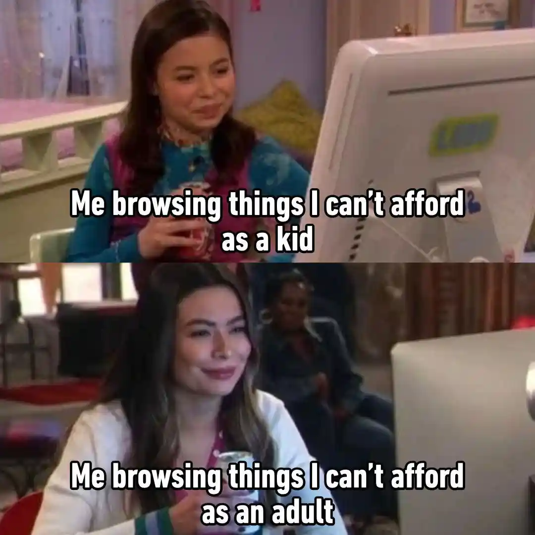 Icarly browsing meme shows same act kid and adult