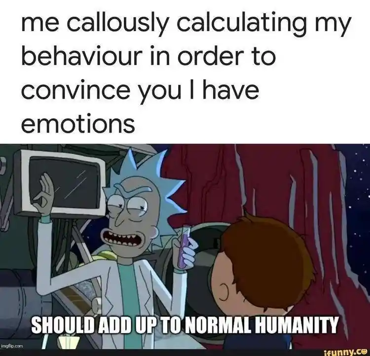 Rick meme faking normal human emotions