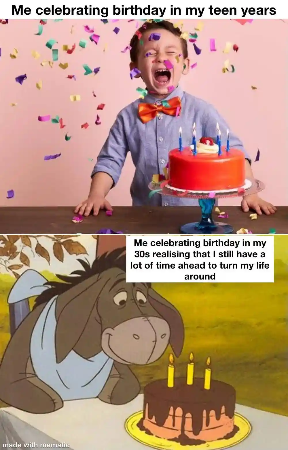Teen 30s birthday meme life realization