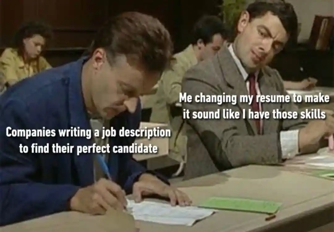 Resume edit meme lying about job skills