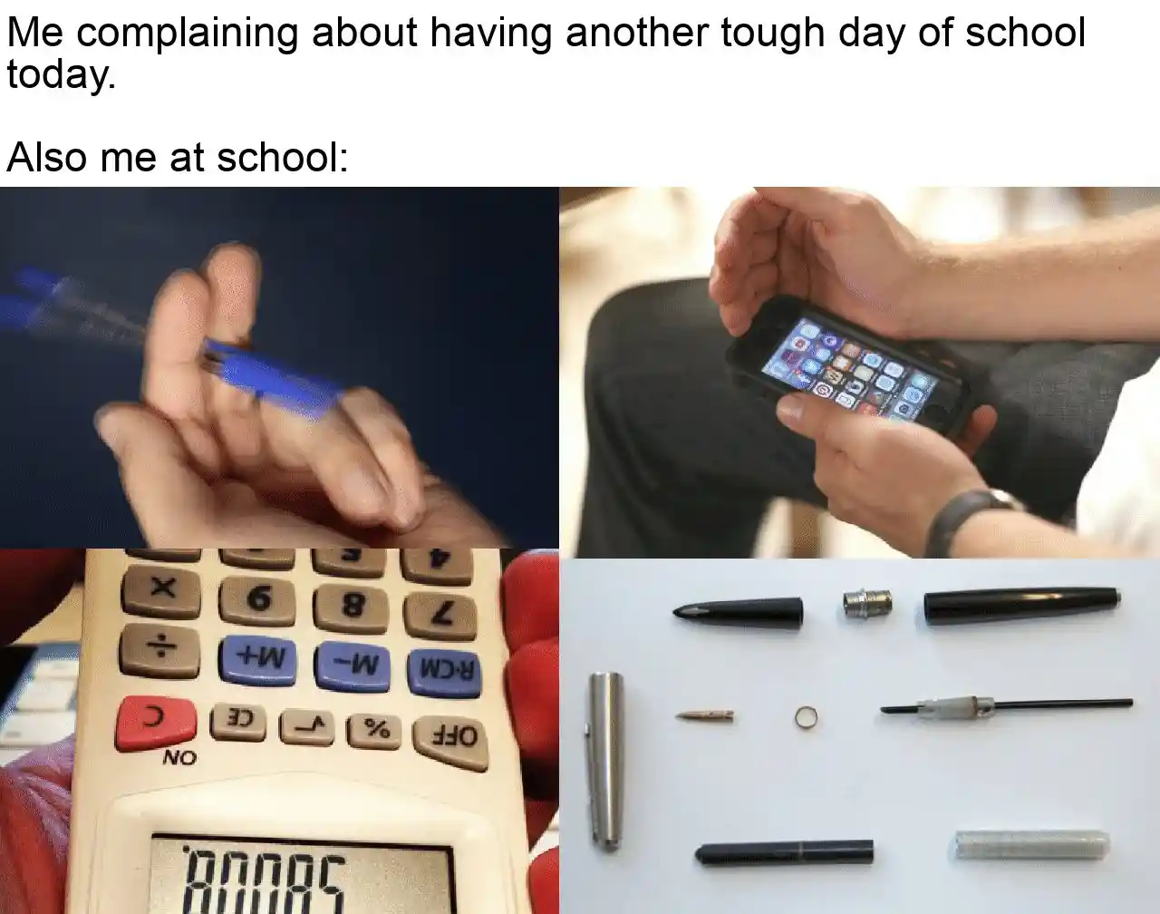 Student school day meme playing in class