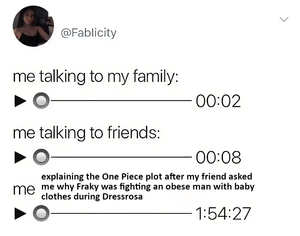 One piece plot meme rambling to friends for hours