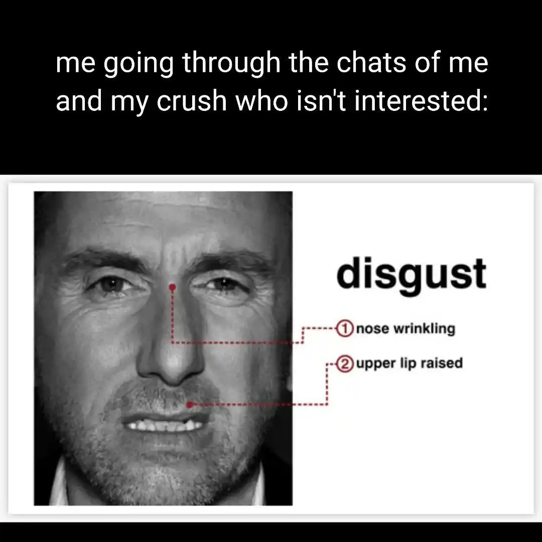 Old crush chat meme showing disgust
