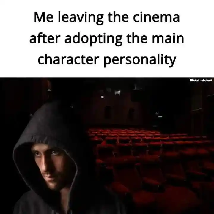 Movie lead meme exit cinema looks cool