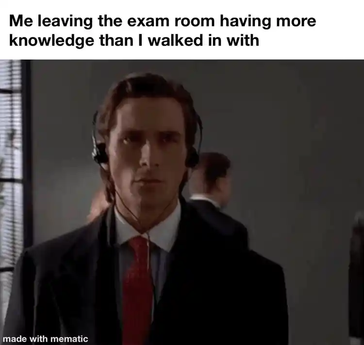 Exam knowledge gain meme staring blankly