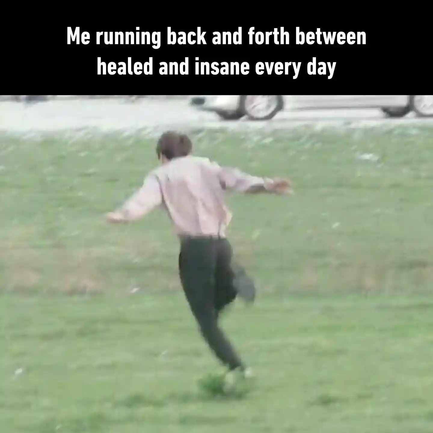 Healed insane running meme dash on grass