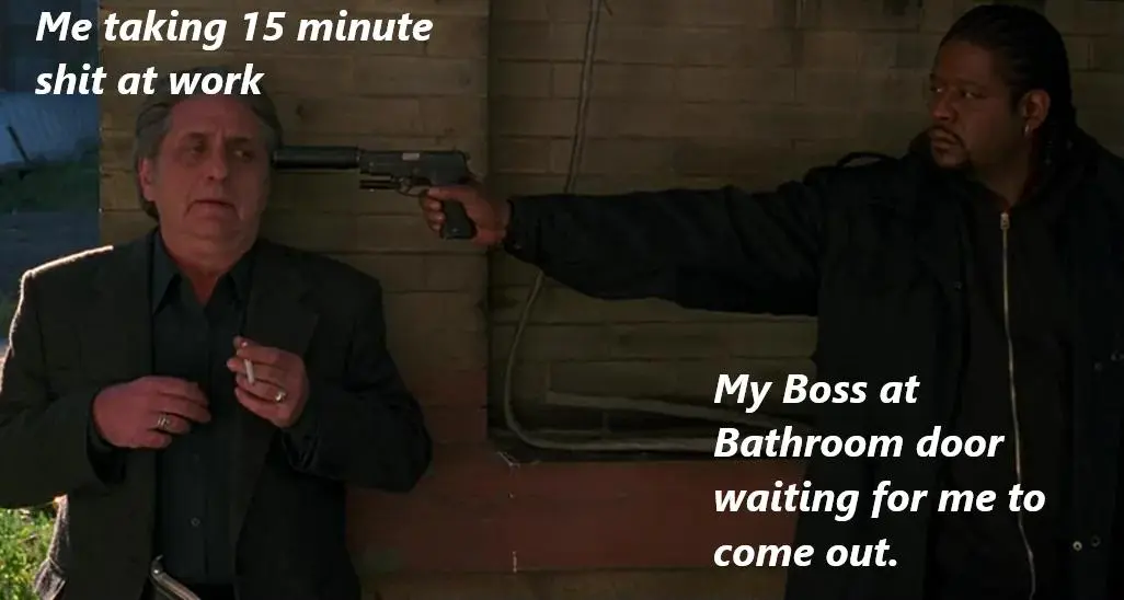 Long work shit meme boss waiting at door
