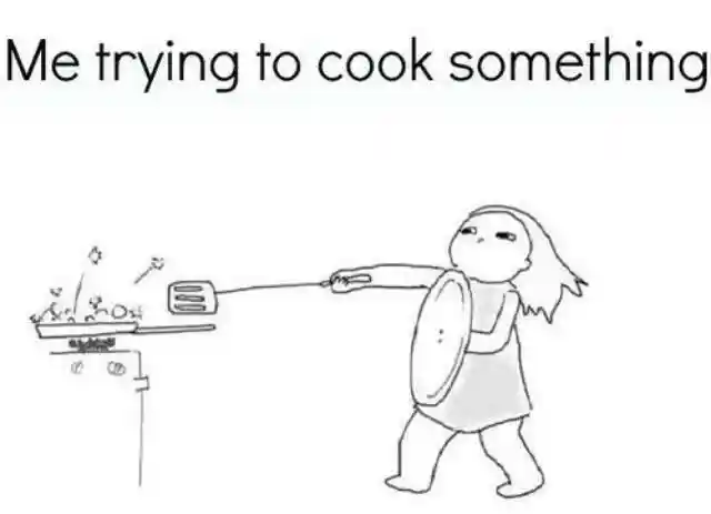 Bad cooking meme fighting stove fire